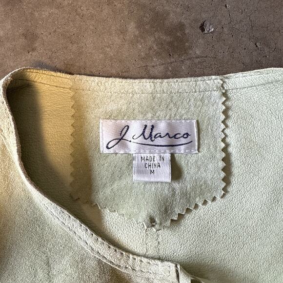 Vintage 90s J. Marco Genuine Leather Suede Green Pistachio Sport Jacket M Fringe - Picture 8 of 15